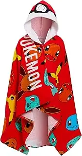 Pokemon Hooded Towel 100% Cotton Kids Poncho Pokeball Pikachu Beachtowel Bath Towel Swimming Wrap Changing Cover Up