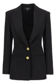 BALMAIN Logo Button Double-Breasted Blazer