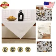Softening 100% Linen Tablecloth 52" - Elegant Hemstitch Design for Celebrations