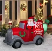Santa's Delivery Truck Squirl & Sack 7.5 Foot Air blown Inflatables Holiday Time