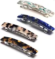 TOOGABBIE 4PCS Elegant Barrette Hair Clips for Women,French Hair Clip Set with Unique Designs, Tortoise Shell Celluloid Rectangle Hair Clips for Any Occasion