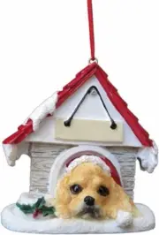 Cocker Spaniel Buff Ornament Doghouse - E&S 35355-78b