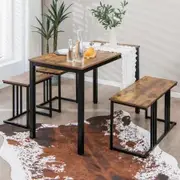 4-Piece Dining Table Set with Bench & 2 Stools for 4 Persons for Kitchen