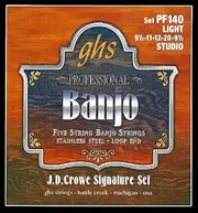 GHS Strings PF140 J.D. Crowe Signature Series (Studio), 5-String Stainless Steel Banjo Strings, Light (9 1/2-20)