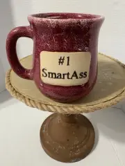 #1 Smart Ass Mug Muddy Waters White Speckle Dots Glazed 16 oz Red Cup