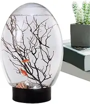 Fish Bowls - LED Aquarium Lighting | Fish Tank Light | LED Aquarium Lighting | Plant Set Artificial Polyresin Aquarium | Small Fish Tank with Light | Funny Table Centerpiece, Portable Fan Branch