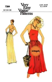 70s Sundress, Size 12-14-16, Vogue 7384, Sewing Pattern Reproduction