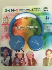 ALTEC LANSING 2-in-1 Bluetooth & Wired Kid-safe Headphones, Blue, Ages 6-9 NEW