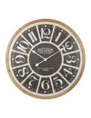 [Willow & Silk] Round Distressed Grid Digital Wall Clock 68cm in Multi