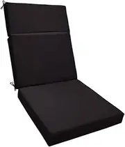 yuksok Patio Chair Cushion with Removable Cover High Density Foam Replacement Lounger Cushion Garden Chair Cushion for Poolside Yard, Black