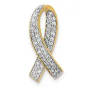 Solid 14k Yellow Gold Simulated CZ Awareness Pendant