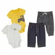 Carter's Baby ~ Four (4) Piece Pants & Body Suit Sets ~ Tractor ~ Size 12 Months