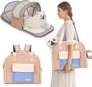 Cat Carrier,Expandable Pet Carrier Backpack, Dog Carrier Backpacks with Breathable Mesh for Cats Small Dogs Puppies Up to 25 Lbs,Travel Carrier with Safety Buckle for Hiking & Camping & Flights