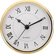 uxcell 3.5" 90mm Quartz Clock Insert, Round Quartz Movement Miniature Clock Mini Roman Numeral Clock Fit 78mm/3.1" Diameter Hole for Replacement Home, Gold Tone/White, Style 3