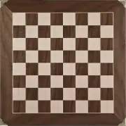 Inlaid Maple Walnut Chess Checkers Master Board Game With Brass Corners