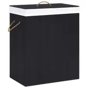 Bamboo Laundry Basket with Single Section Black 83 L vidaXL