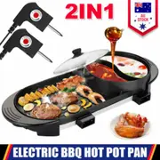 2 in 1 Electric Grill Hot Pot Smokeless Barbecue Pan Hotpot Machine Large
