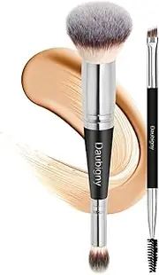 Daubigny Makeup Brushes Dual-ended Foundation Brush Concealer Brush Eyebrow Brush Perfect for Any Look Premium Luxe Hair Rounded Taperd Flawless Brush Ideal for Liquid, Cream, Powder,Blending,