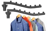 2 Pack Folding Clothes Hanger Rack Swing Arm Hooks Clothing Garment Hanger