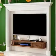 Floating TV Stand Cabinet with Router Storage Rack TV Console Wall Mounted Media Console Cable Box DVD Player Storage Shelf for Bedroom Living Room Office/Light.