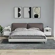 Modern Bedside Cabinets Set of 2 - High Gloss White, Engineered Wood & Metal, 40x35x50 cm, Elegant Design, Ample Storage, Industrial Style, Durable Material, Easy Assembly