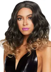 Curly Brown Ombre Womens Deluxe Costume Wig