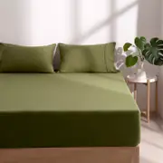 Dreamaker Superfine Washed Microfibre Combo Fitted Sheet Set Olive King Single Bed