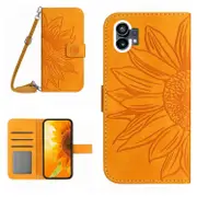 For Nothing Phone 1 Skin Feel Sun Flower Pattern Flip Leather Phone Case with Lanyard