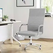 Ufurniture Ergonomic Office Chair High Back Computer Desk Chairs Height Adjustable Fabric Desk Chair Padded Seat with Removable Armrest Cover Light Gray