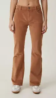 Cotton:On Women's Corduroy Cord Bootleg Pants Stretch Pinecone Brown Size 4 NEW