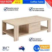 Artiss Coffee Table Wooden 2 Shelf Storage Drawer Modern Room Furniture Tabletop