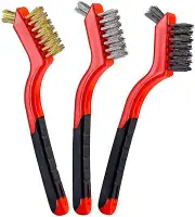 Wire Brush Set 3Pcs Wire Brushes with Curved Handle Brass Nylon Stainless Steel