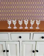 Dollhouse HALF SCALE Filled Wine Glasses Stemware x6 plastic 1:24 Scale Glasses