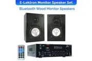 E-Lektron Bluetooth Power Home Stereo HiFi Digital Amplifier 200W 5.5 inch Monitor Wooden Speakers Pair with Wall Mountable Remote Control