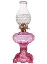 B&P Lamp Princess Feather Oil Lamp Complete Burner And Chimney