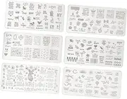 6pcs Nail Transfer Template Art Nail Stamping Stencils Plates Nails French Tip Stamper Stamp Nail Christmas Nail Decals Nail Stamping Stamper Nail Stencils Stainless Steel Silver