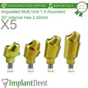 5x Dental Angulated Multi Unit 1.4mm Titanium Prosthetics 30° Int Hex 2.42mm