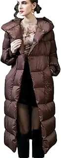 [Generic] Women Down Jacket Long Hooded Slim Fit Warm White Duck Down Jacket