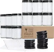 12 Pack 8oz Thick Glass Jars with Metal & Plastic Lids - Clear Round Containers for Food Storage, Canning, Spices, Liquids - Dishwasher Safe