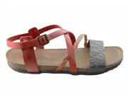 New Face Laurina Womens Comfortable Leather Sandals Made In Brazil - Coral