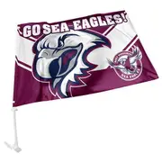Manly Warringah Sea Eagles NRL Clip on Window CAR Flag includes Pole