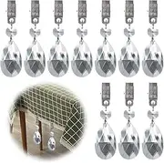 Glarks Tablecloth Weights Set, 10pcs Metal Clip AB Crystal Glass Teardrop Prisms Pendant Table Weights for Picnic Tables, Heavy Outdoor (Reticulated)