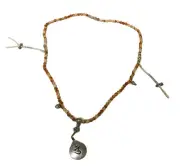 Handmade Wood Beads Metal Pendant Rosary Praying Necklace cs1036-8