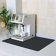 ZLR Coffee Mat - 12" x 16" Small Kitchen Absorbent Mat for Countertop - Easy to Clean Coffee Bar Mat for Espresso Machine, Dish Drying and Spill Protection - Black