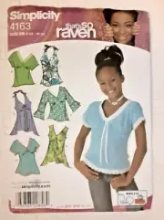 Simplicity Pattern 4163 Girls' / Girls' Plus Tops Sewing Craft Project (H)