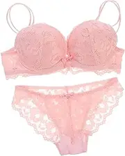 [DEARMAMY] Elegant Set Bra and Panties Push-up Bra for Wedding Night Christmas Valentine's Day Pink