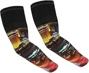 [FHEDVBN] Las Vegas Night City Arm Sleeves Compression Arm Covers for Men Women Outdoor Sun Sleeves Cooling Sports Sleeve, Black