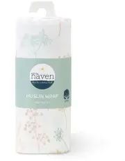 [The Peanutshell] Little Haven Muslin Wrap Wild Flower Baby Blanket 100cm in White