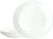 Gibson Home Ultra Round 6 Pack 10 Inch Opal Glass Break and Chip Resistant, Lightweigth Round Dinner Plates