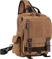 [Fsiomo] Vintage Canvas Backpack for Men & Women Messenger Bag Sling Bag Cross Body Bag Shoulder Bag